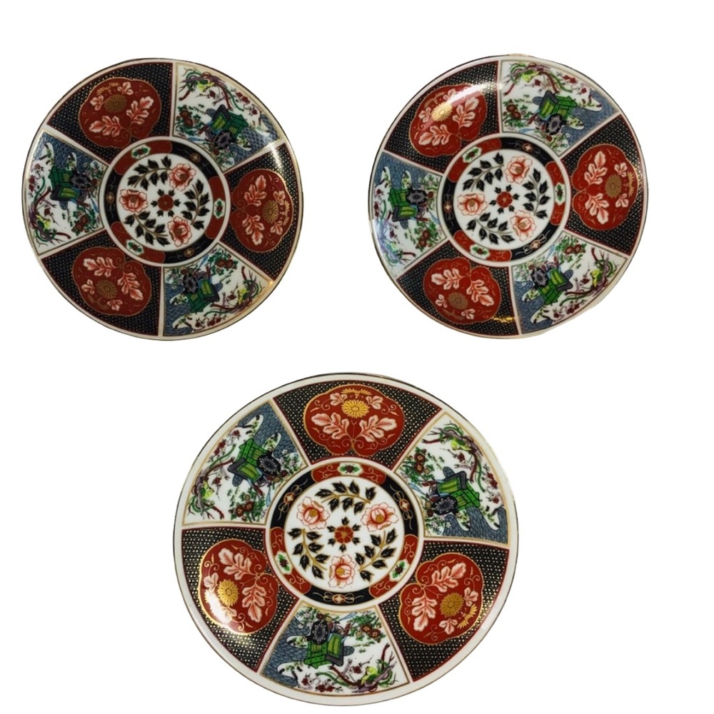 Salad Plate & 2 Desserts, Imari by HERITAGE MINT Oriental Style Gold Trim Floral